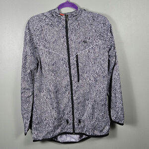 Nike Windrunner Womens M Purple Dynasty Zebra‎ Print Hooded Running Jacket